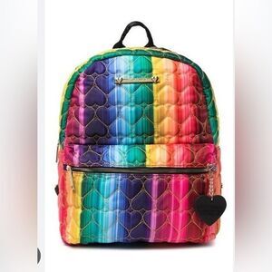 Betsey Johnson Heart Quilt Rainbow School Backpack bag vintage